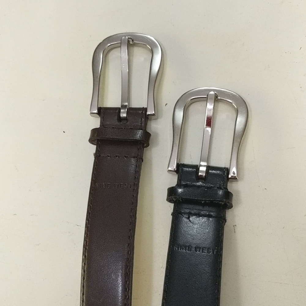 Leather Belt bundle Nine West Black and Mahogany EUC! - Picture 1 of 8